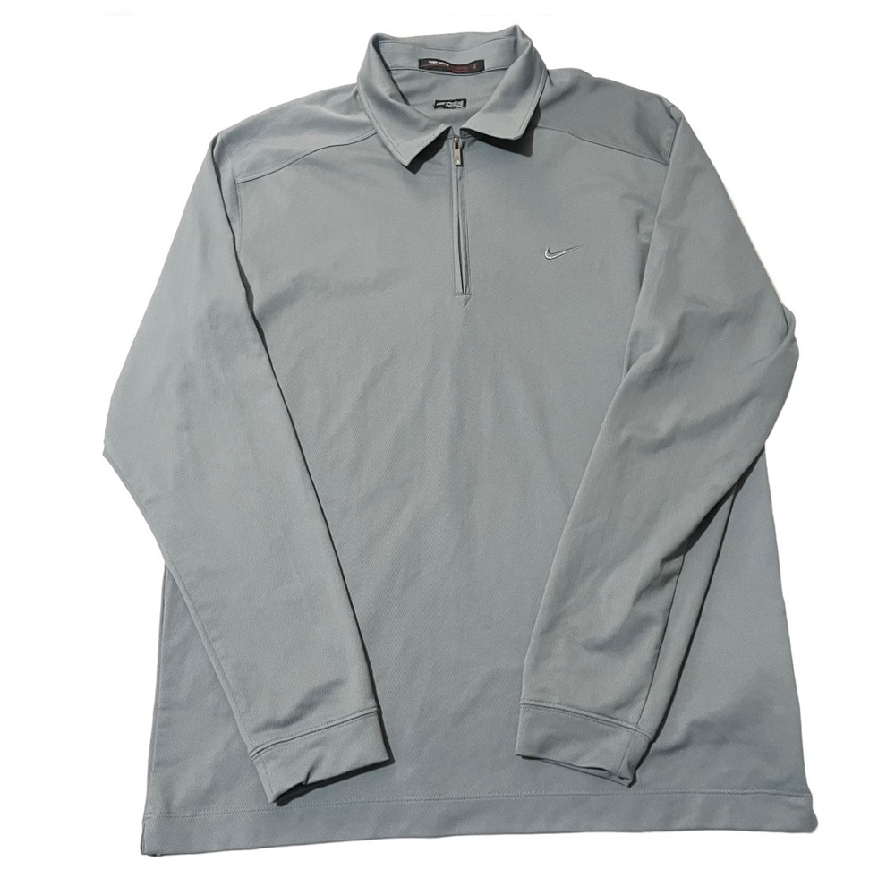 Nike Gray 1/4 Zip Long Sleeve Pullover Polo M